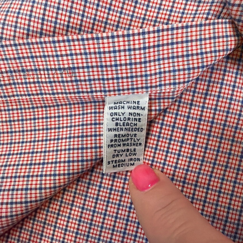Ralph Lauren Men's Custom Fit ShOtt size 17.5 Red Blue Micro Check Button Down - Picture 6 of 7